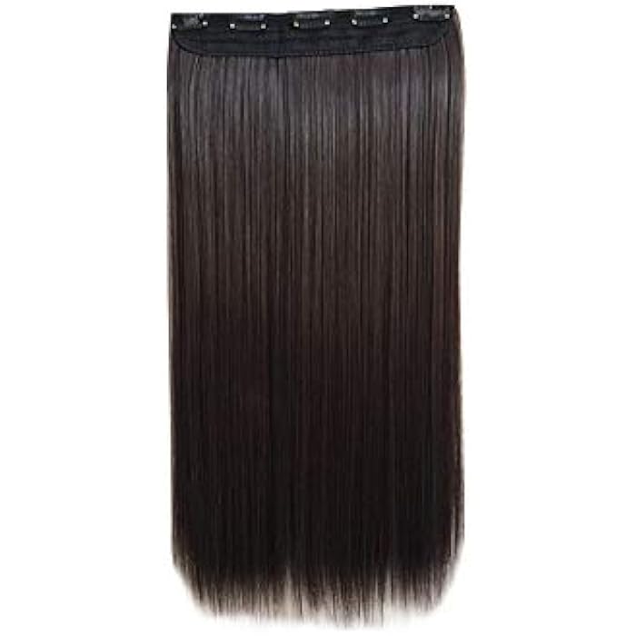 DILLARDS One-Piece Thickened Five-Clip Hair Extension Seamless Women's Synthetic Hair Long Straight Elegant Fashion Wig Accessory - Image 3